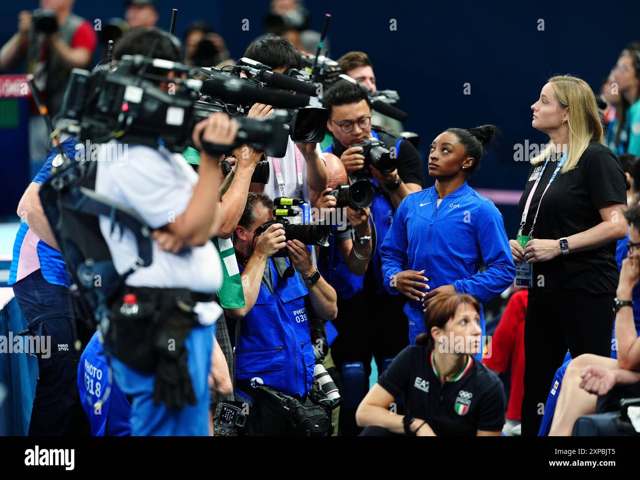USA's Simone Biles following the women's balance beam final at the