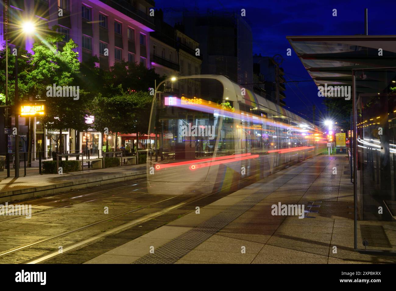 Frankreich, Angers, Straßenbahn Linie A, Foch Maison Bleue // France, Angers, Tramway Line A, Foch Maison Bleue *** France, Angers, Tramway Line A, Fo Stock Photo