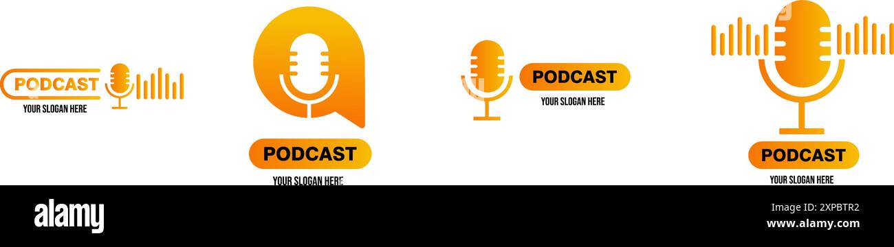 Set microphone radio podcast logo design. Vector illustration Stock ...