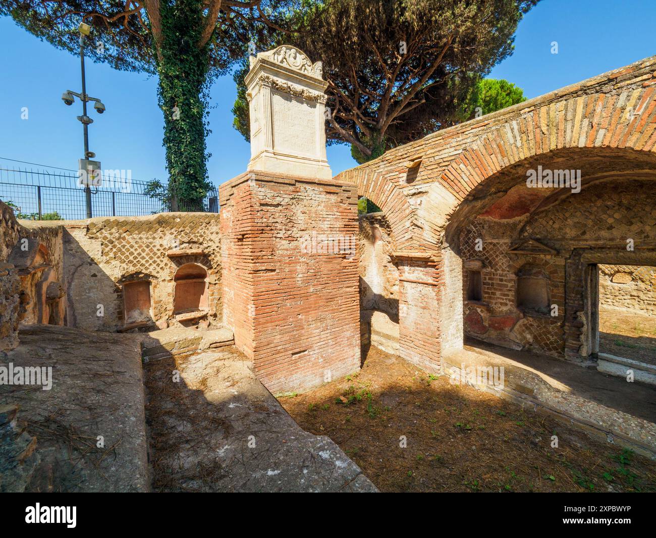 The Necropolis Rome Tombstone in the burial building of Giulia Apolloniain in the ...