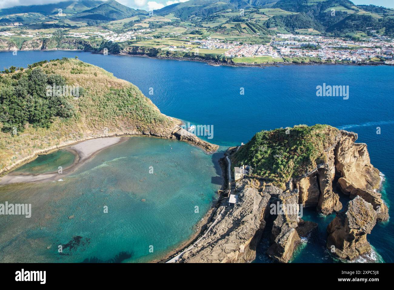Aerial View Of Ilheu De Vila Franco Do Campo On A Summer Day aerial-view-of-ilheu-de-vila-franco-do-campo-on-a-summer-day