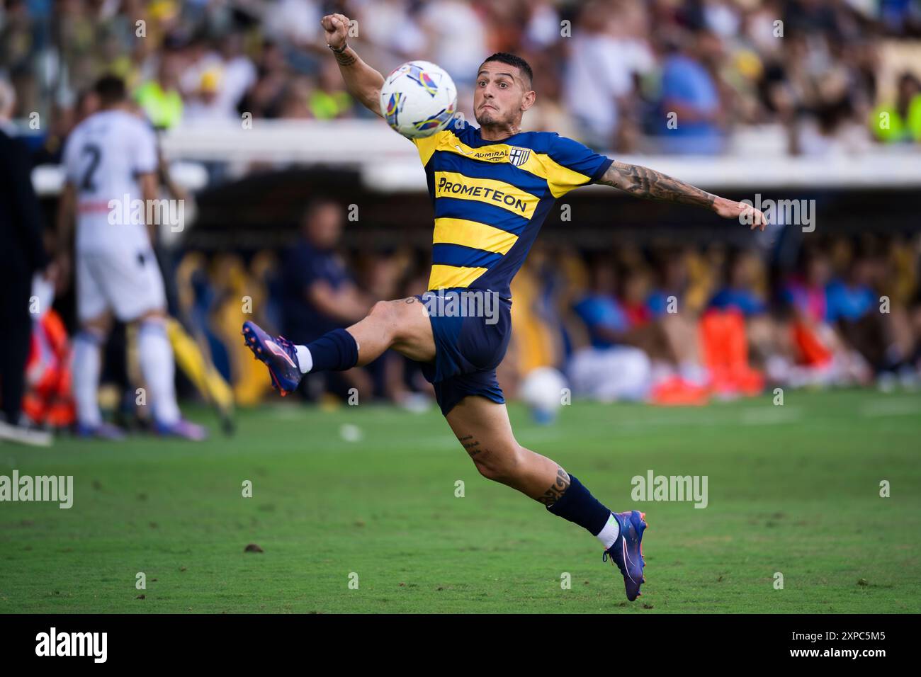 Parma, Italy. 4 August 2024. Anthony Partipilo of Parma Calcio in action during the friendly football match between Parma Calcio and Atalanta BC. Parma Calcio won 4-1 over Atalanta BC. Credit: Nicolò Campo/Alamy Live News Stock Photo