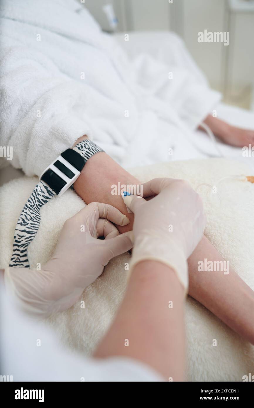 Medical Professional Administers Injection to Patient in Hospital ...