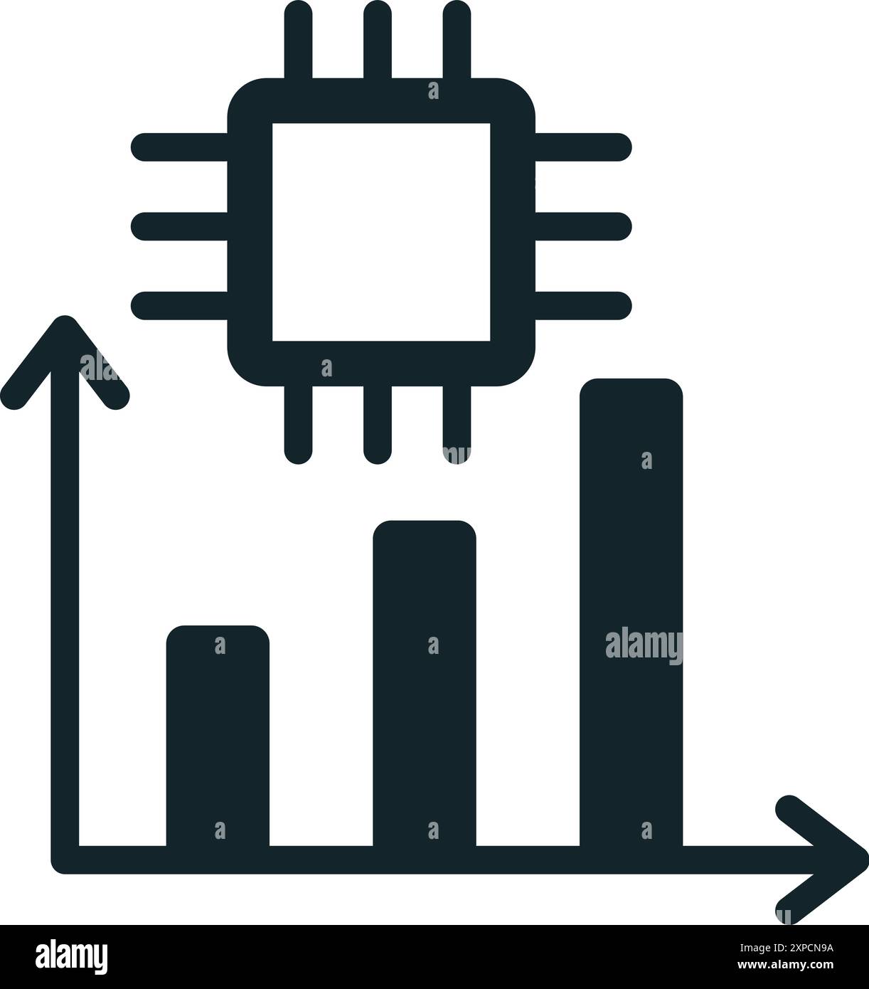 Artificial intelligence chip increasing performance on a graph Stock ...