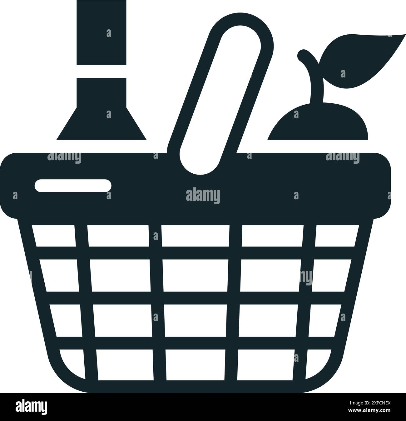 Picnic basket icon representing food and drinks for outdoor dining ...