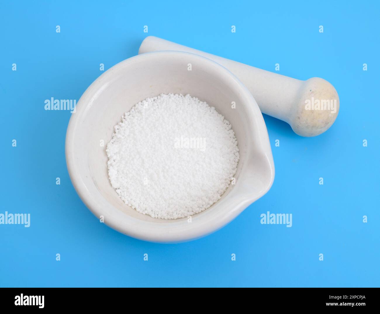 Sodium metasilicate is the chemical substance with formula Na2SiO3 Stock Photo