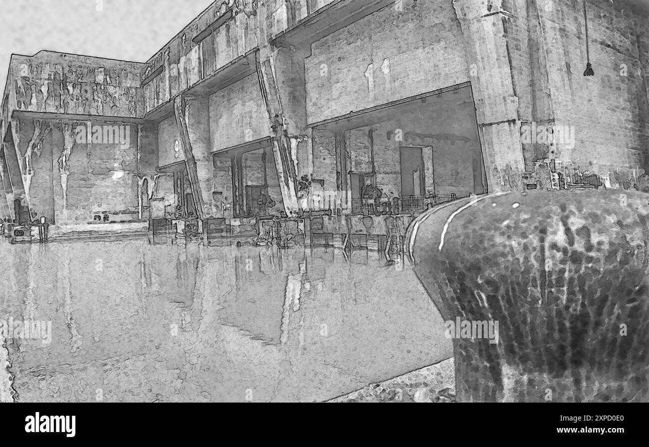 Pencil Drawing From 1984 Of The 42 000 M And 20 Meter High Submarine