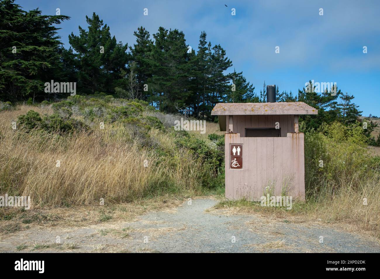 Limontour Beach along Point Reyes National Seashore in Marin County features a wide sandy beach, dunes, and a scenic Pacific Ocean view. - Stock Image