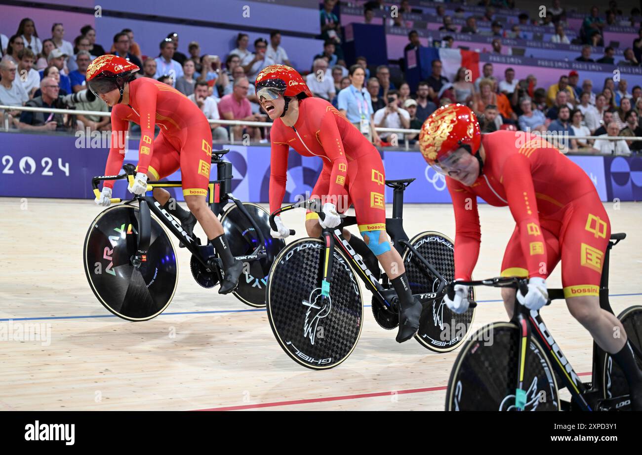 Paris, France. 5th Aug, 2024. Yuan Liying, Bao Shanju and Guo Yufang ...