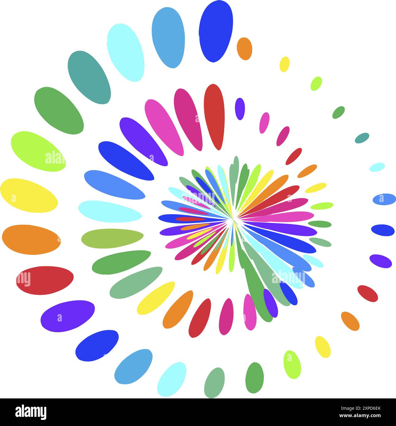 Colorful dotted circle, circular element. Circular, concentric and radial element Stock Vector