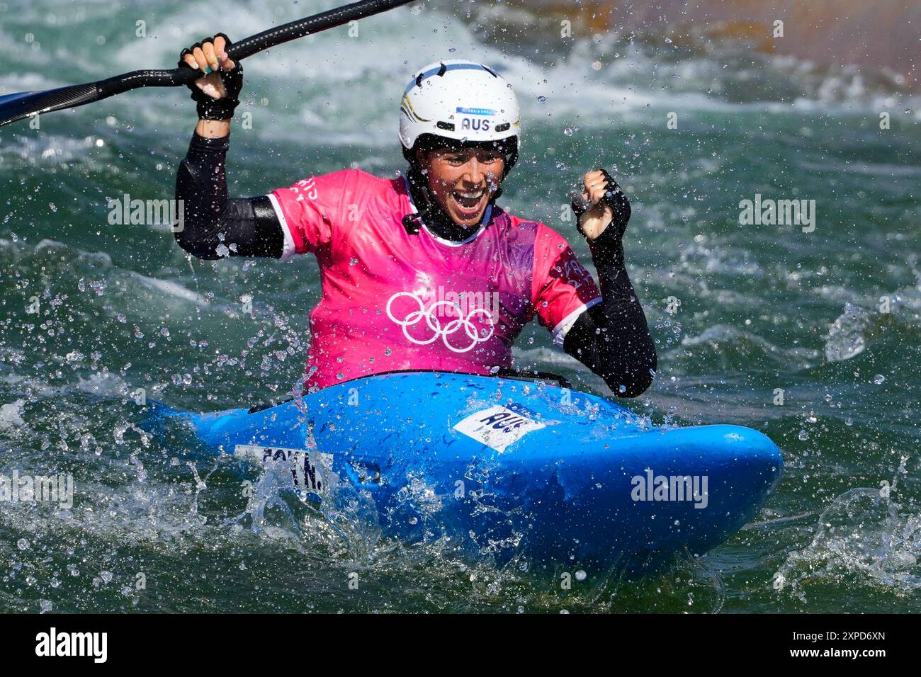 Noemie Fox of Australia reacts to winning gold in the women