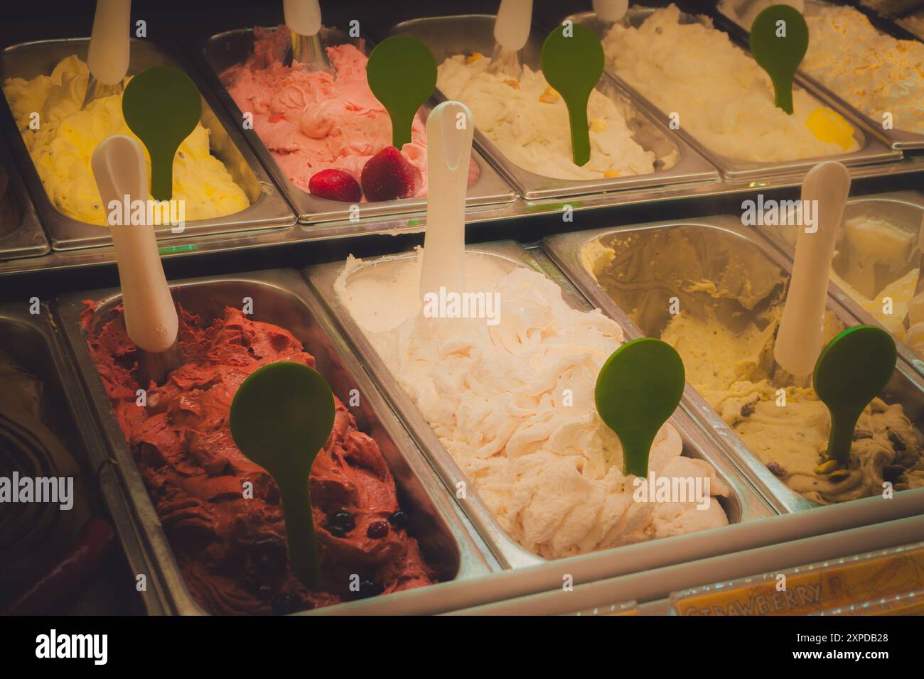 Choosing an ice cream flavor Stock Photo