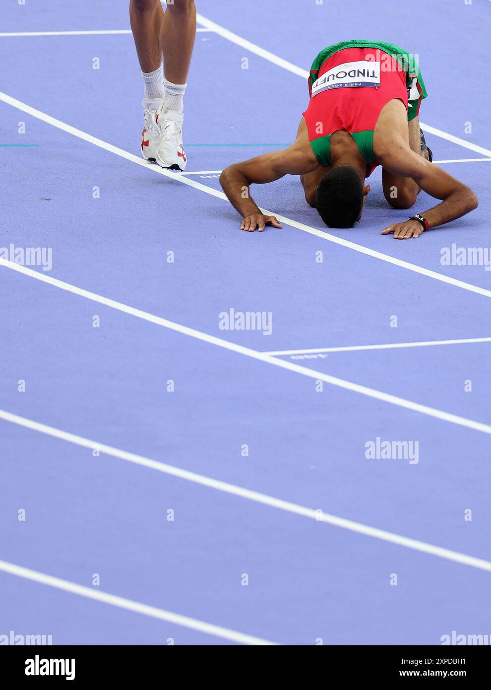 Paris, France. 5th Aug, 2024. Mohamed Tindouft of Morocco reacts after