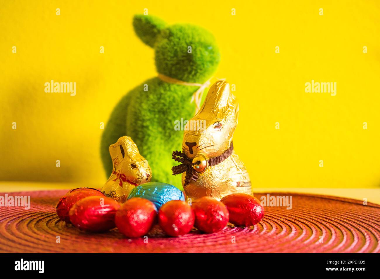 Chocolate Bunnies for Easter. Various candy and chocolate Easter eggs, Stock Photo