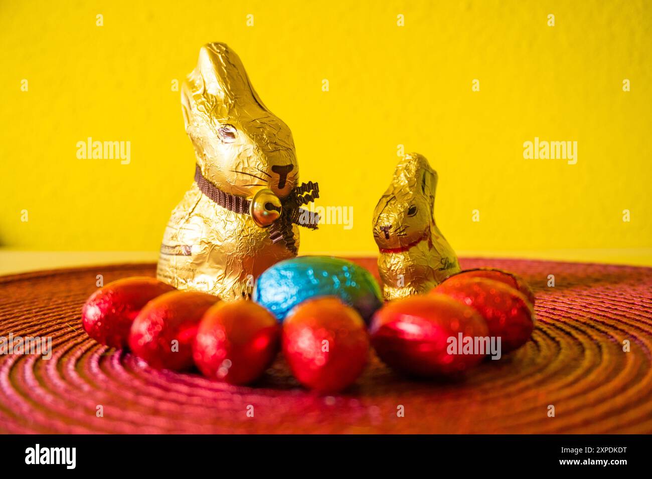 Chocolate Bunnies for Easter. Various candy and chocolate Easter eggs, Stock Photo
