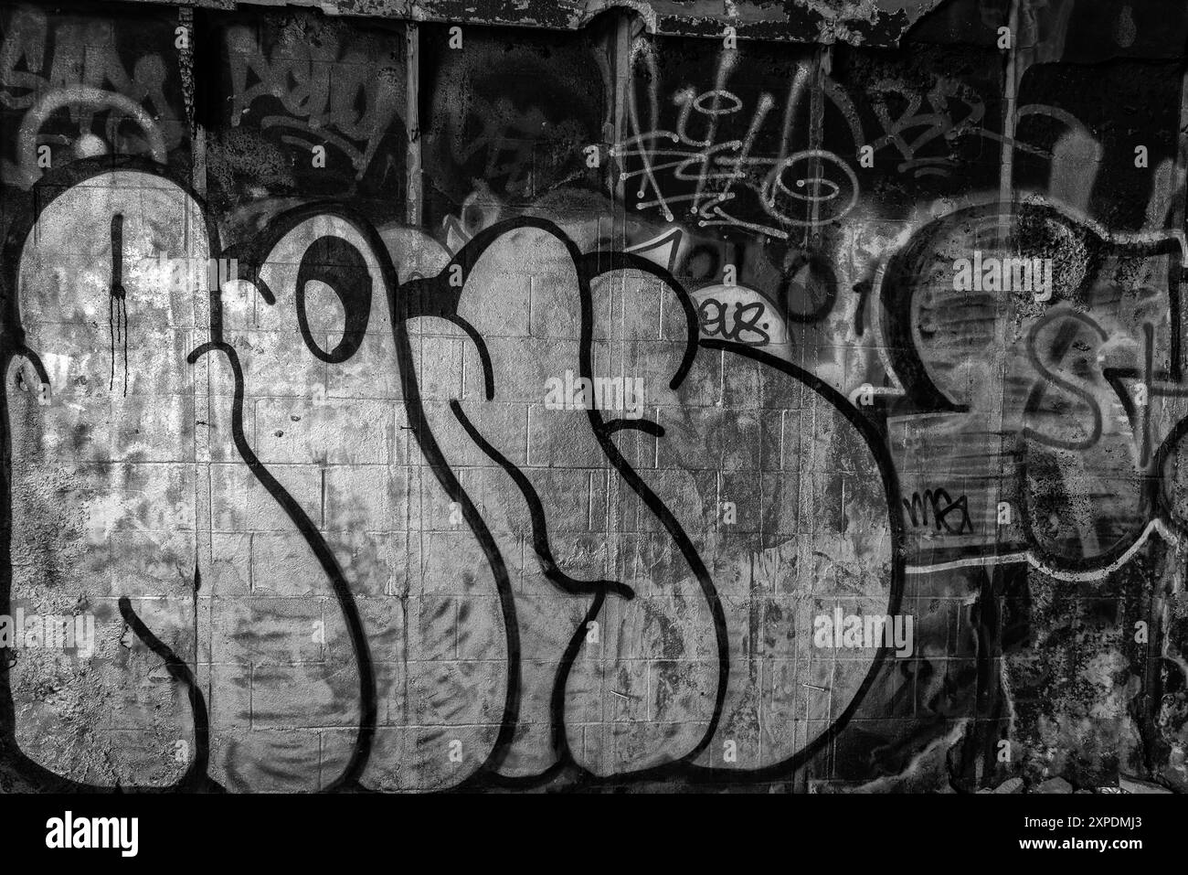 The ruins of CFS Lac St. Denis, Québec, Canada and its graffiti and strcutural damages. Stock Photo