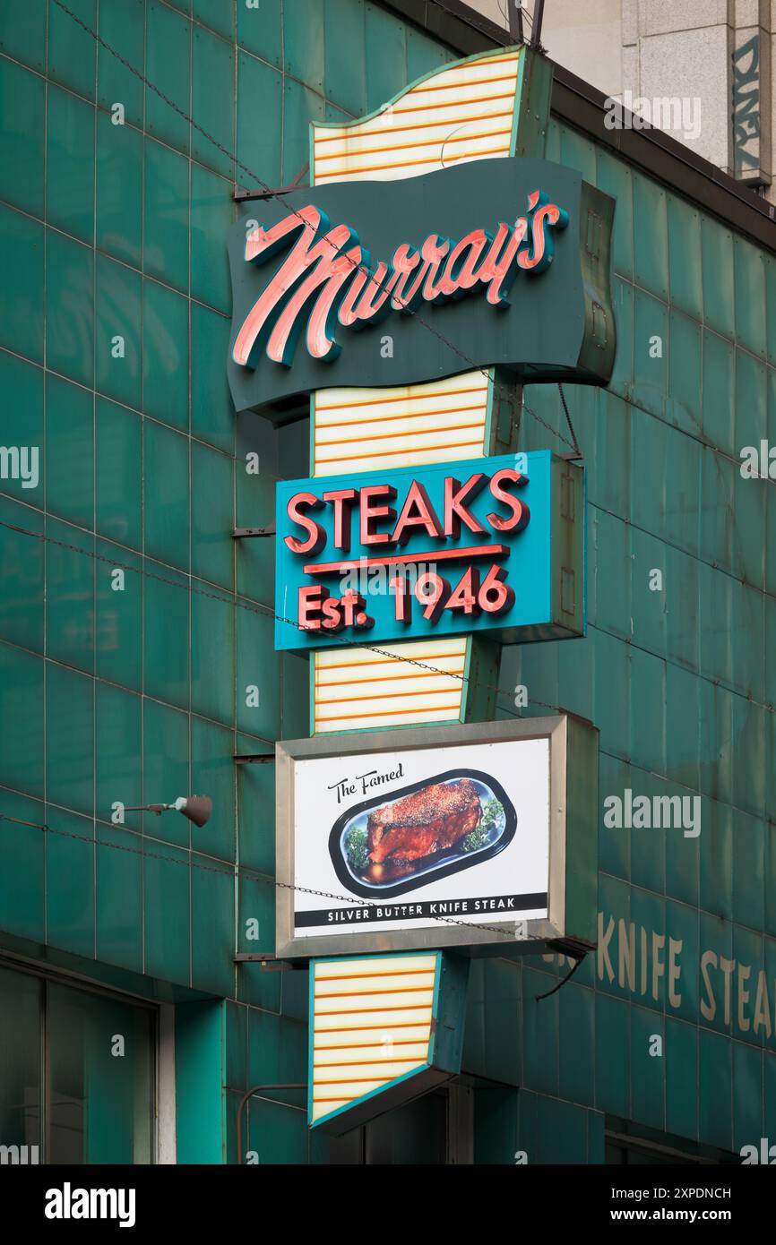 Iconic Murray's Steaks sign at 26 South 6th Street in downtown Minneapolis, Minnesota Stock Photo