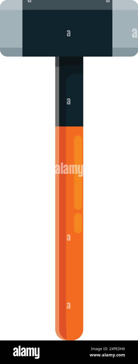 Sledgehammer with a wooden handle is standing upright on a white background Stock Vector