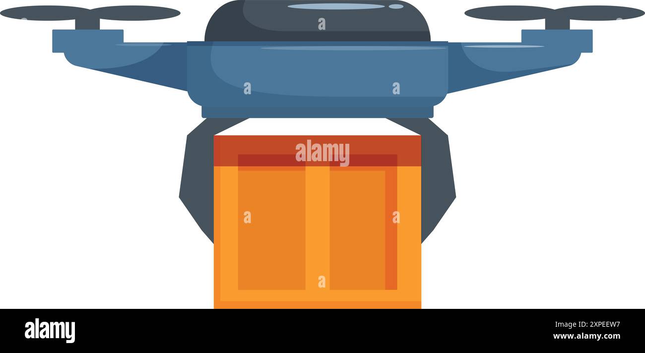 Drone delivering package, modern delivery service with quadcopter Stock ...