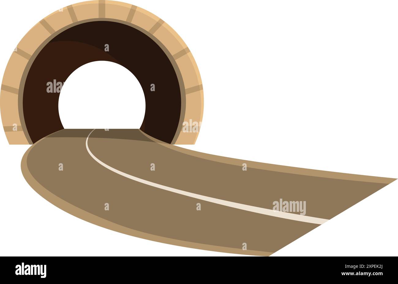 Winding road is leading to tunnel entrance with copy space Stock Vector