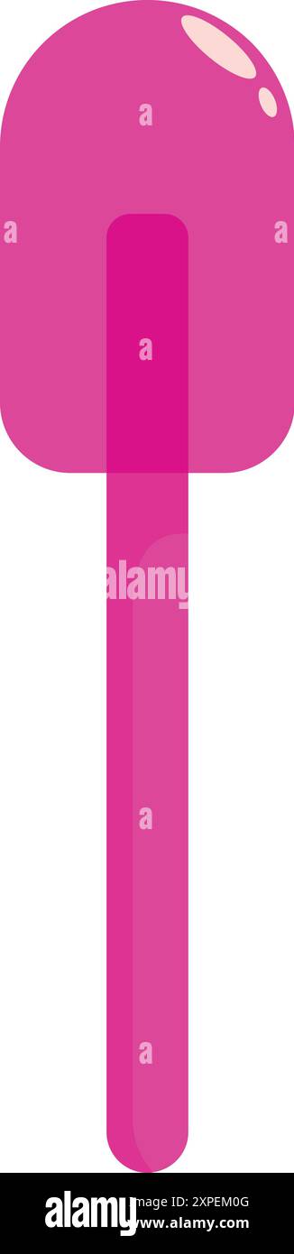 Pink silicone spatula is standing up on a solid white background Stock Vector