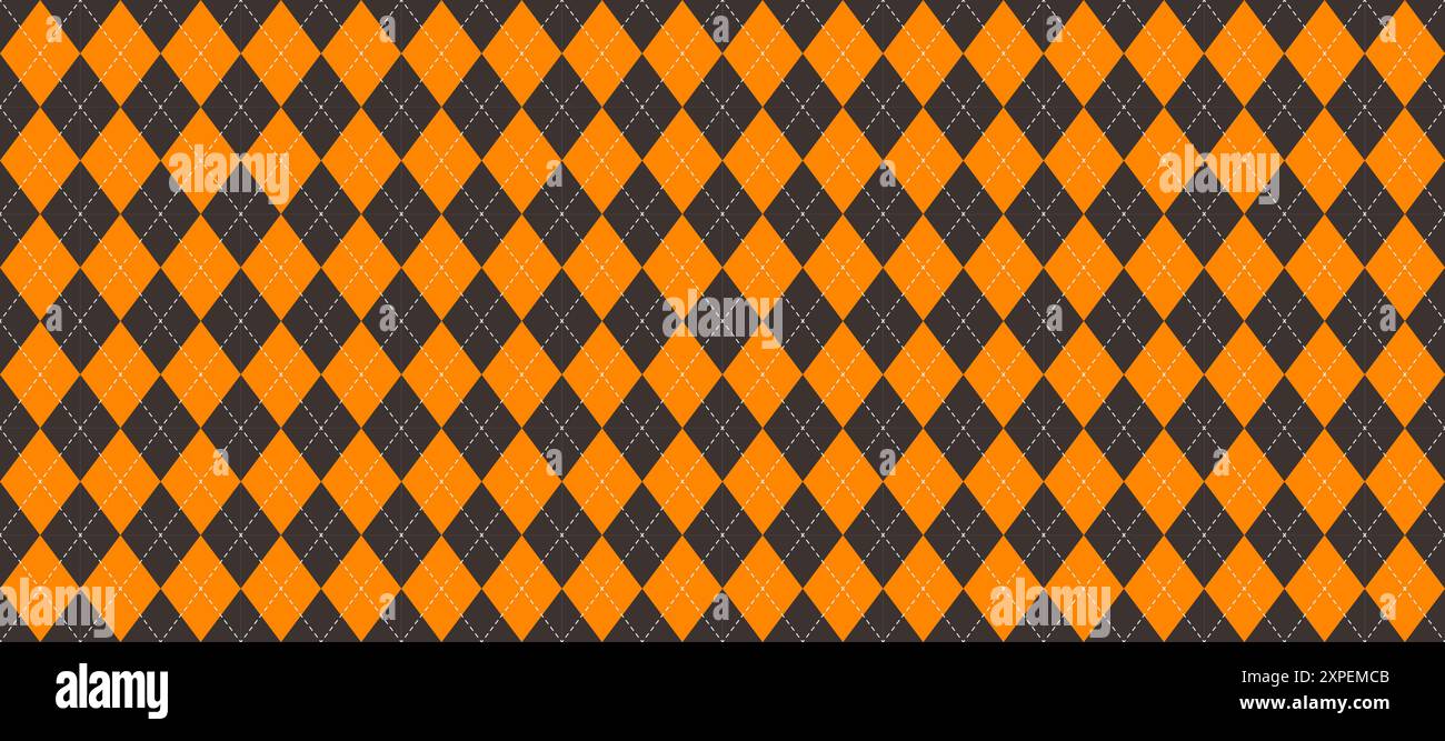 Orange and black seamless argyle pattern. Halloween rhombus repeated ...