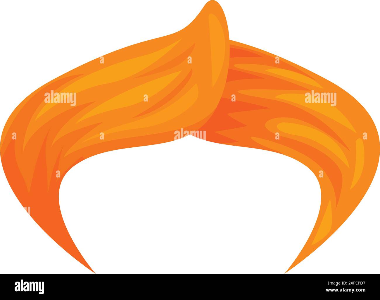 Orange hair wig forming a pompadour hairstyle, typically worn by rockabillies Stock Vector