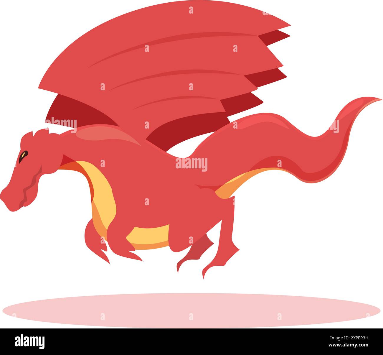 Red dragon flying and spreading its wings Stock Vector Image & Art - Alamy