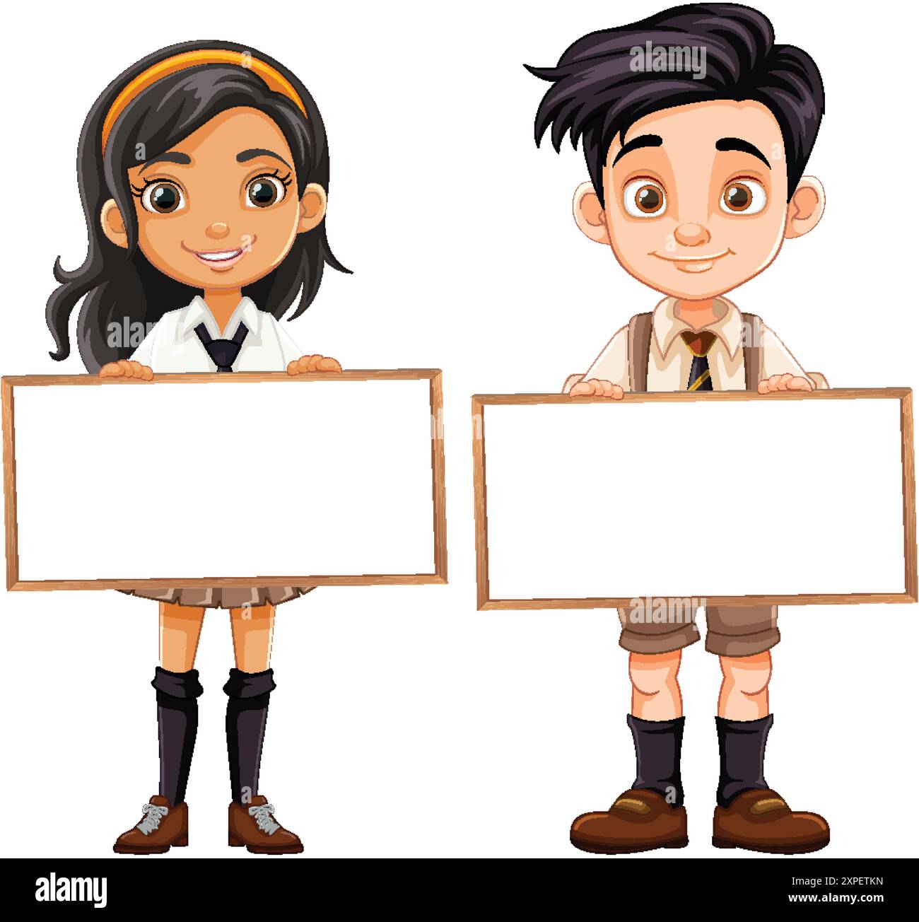 Two children holding blank signs, smiling Stock Vector Image & Art - Alamy