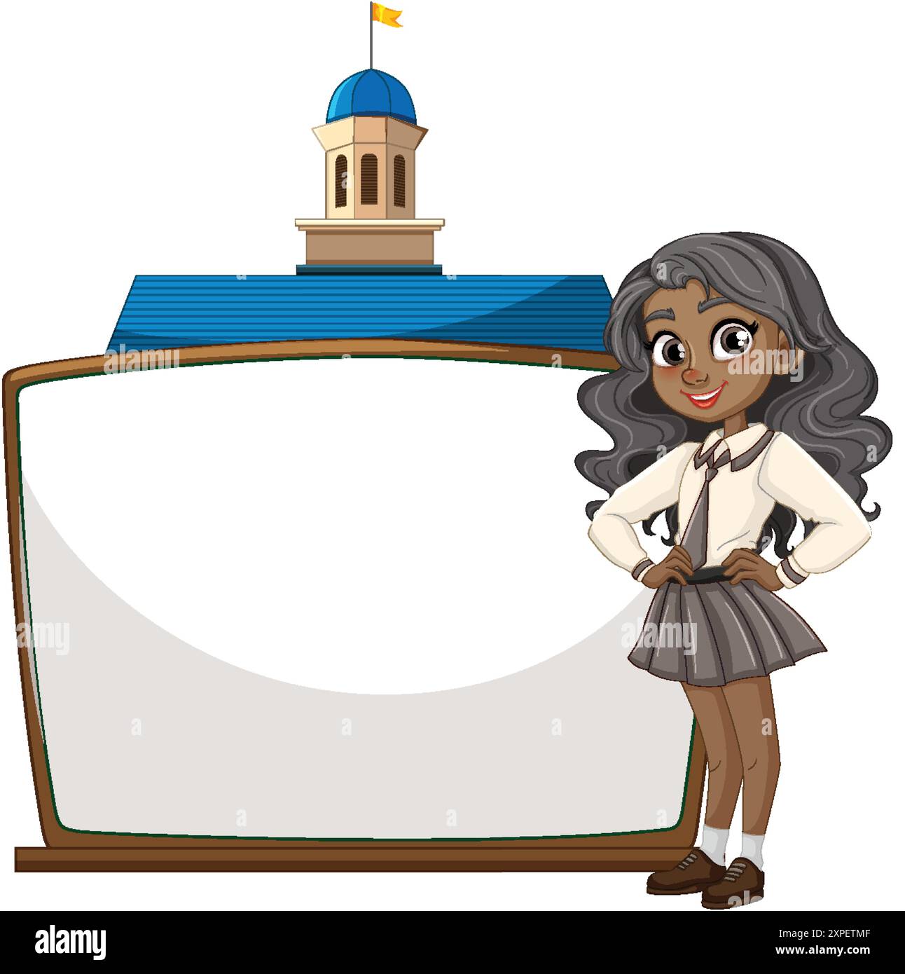 Girl standing beside a blank signboard Stock Vector Image & Art - Alamy