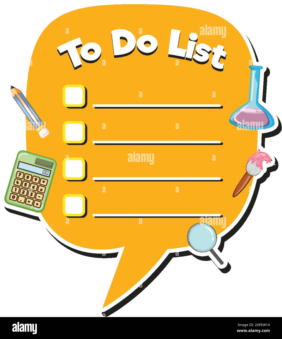 Bright to-do list with various icons Stock Vector