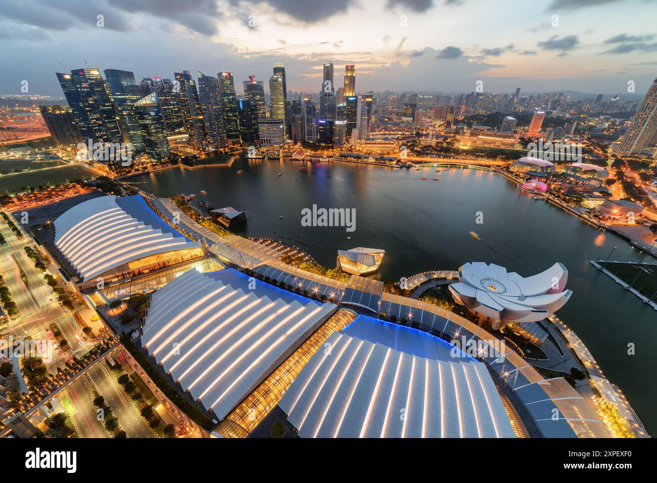 Gorgeous aerial view of Marina Bay and skyscrapers, Singapore Stock ...
