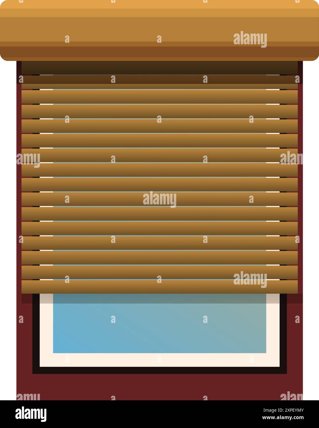 Modern window is being covered by a wooden shutter Stock Vector