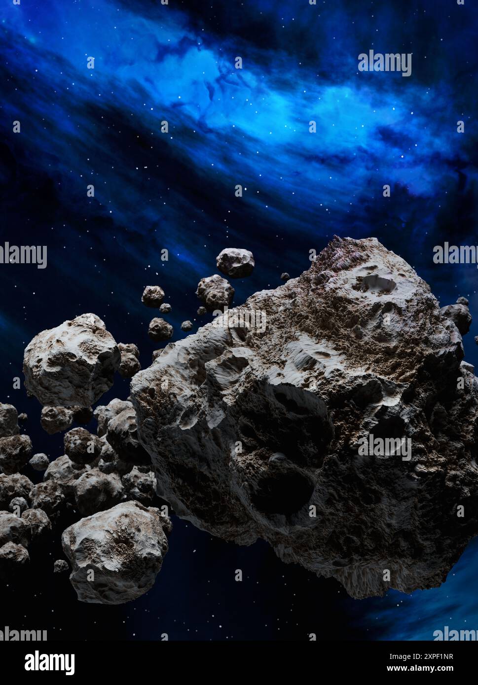 Asteroids in Space, 3D illustration Stock Photo - Alamy