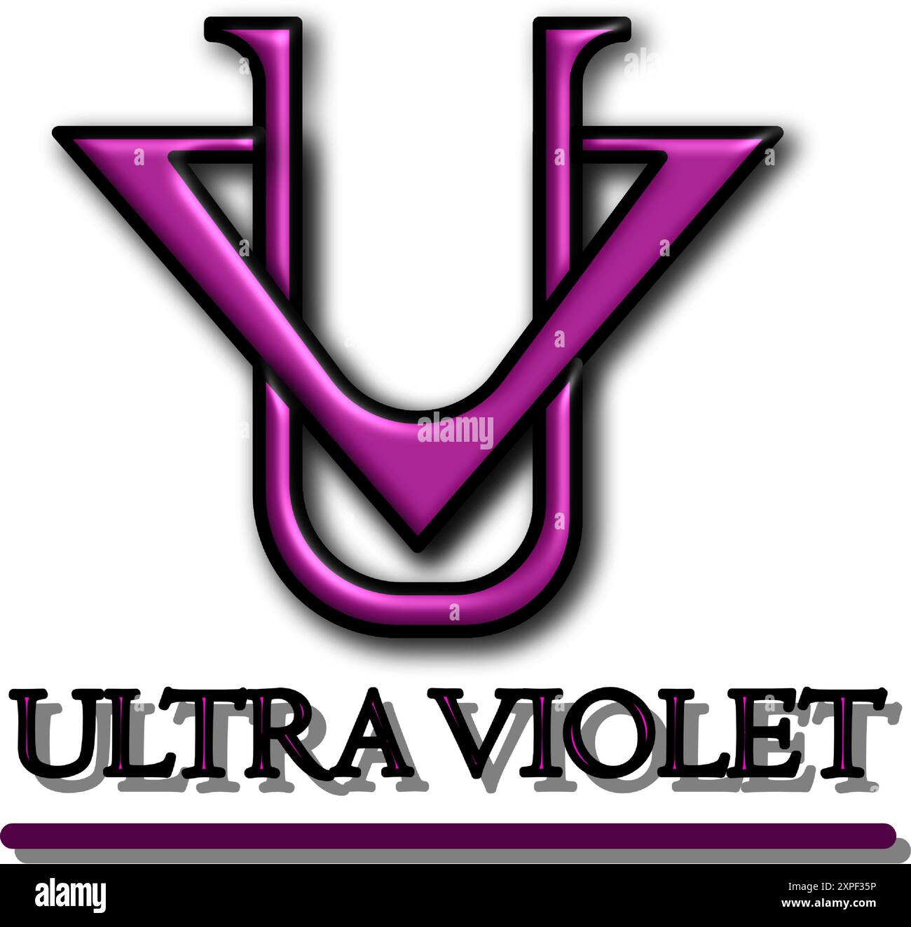 Letter U and V shape logo graphic illustration design with 3D purple ...