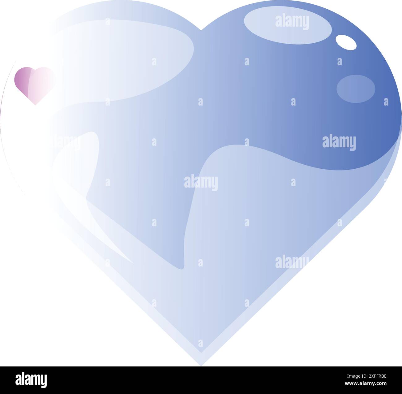 Blue heart is reflecting light on a white background Stock Vector