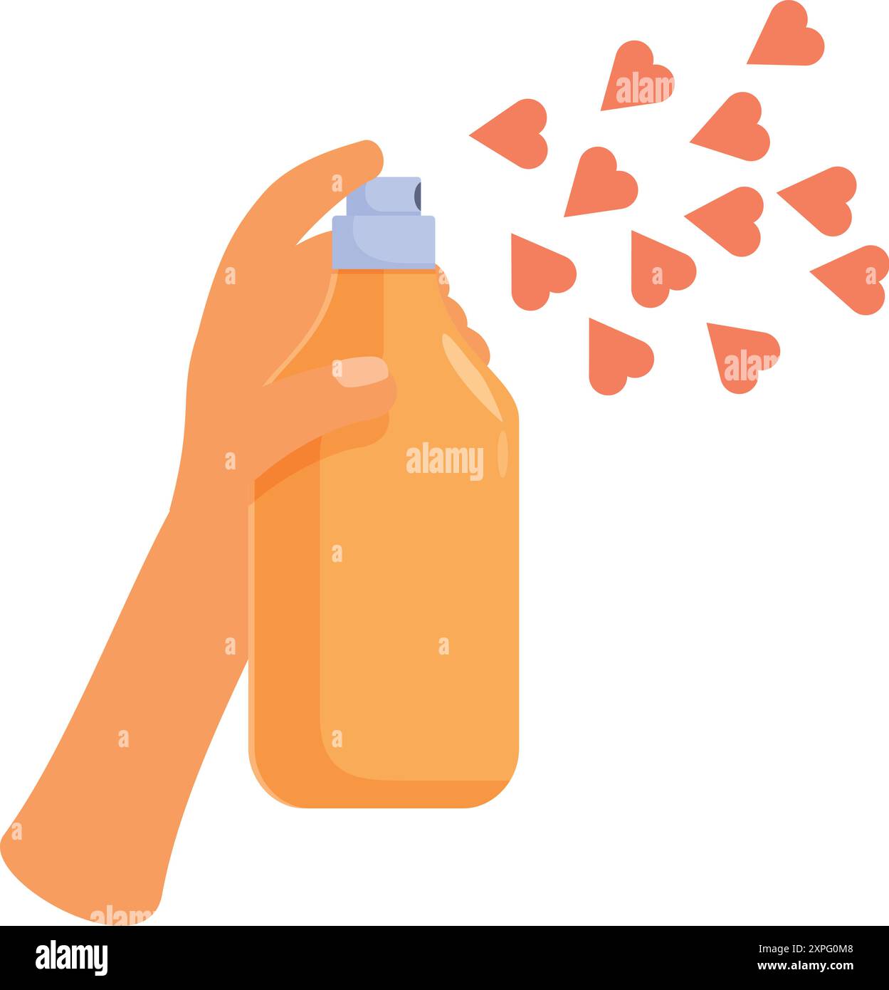 Hand is using a spray bottle to spread love and affection Stock Vector