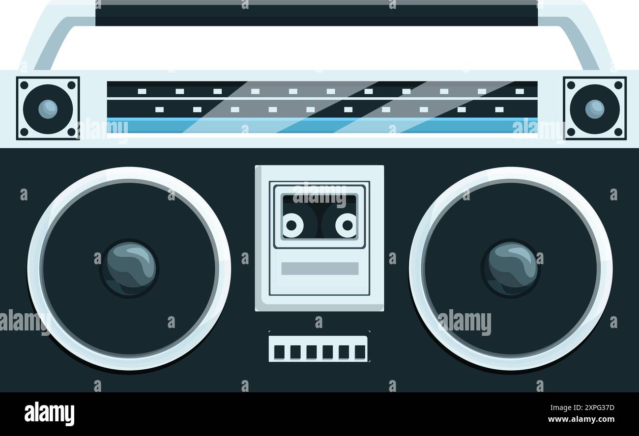 Classic boombox with a cassette tape playing music, bringing back ...
