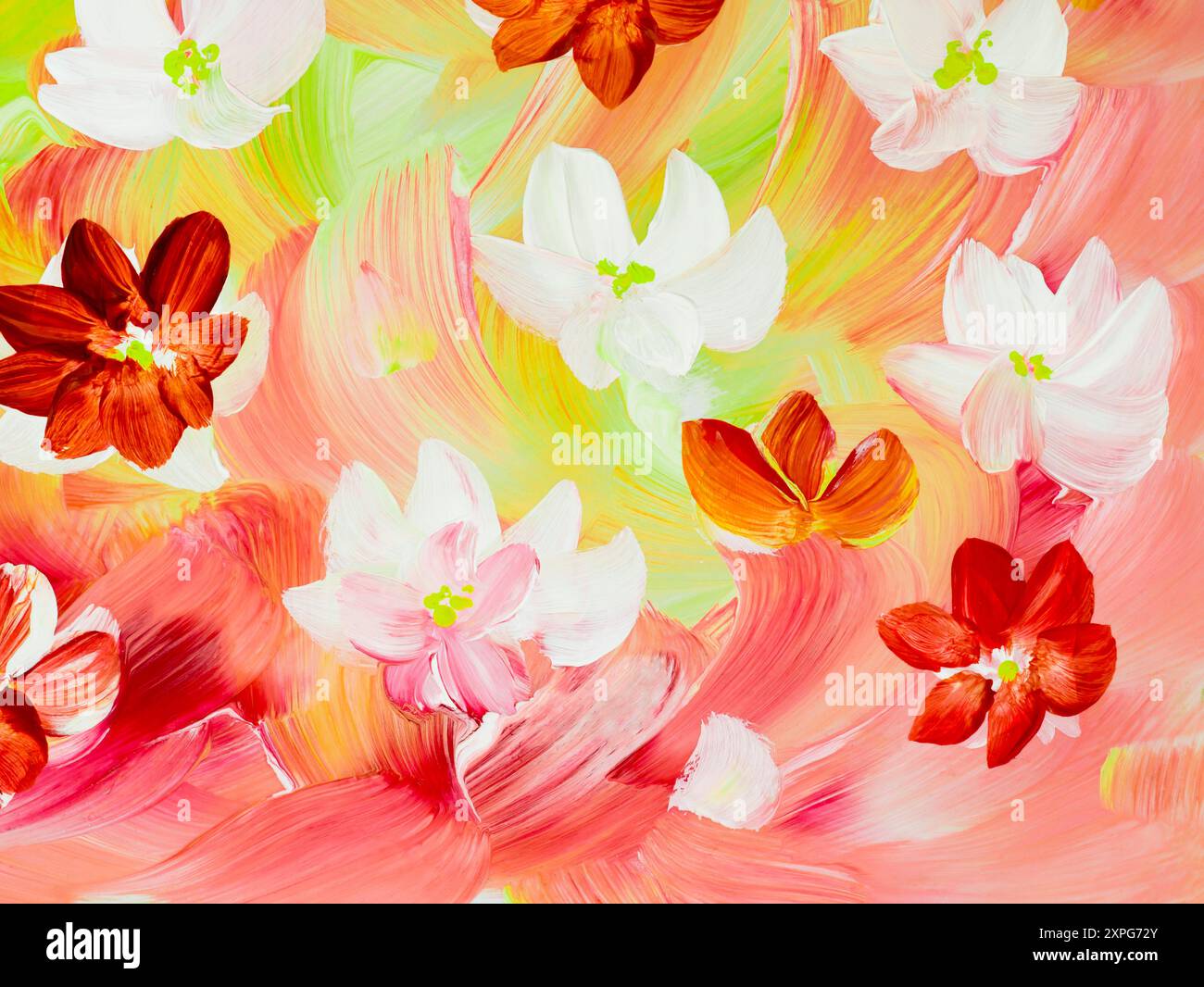 Abstract flower, original hand drawn, impressionism style, color ...