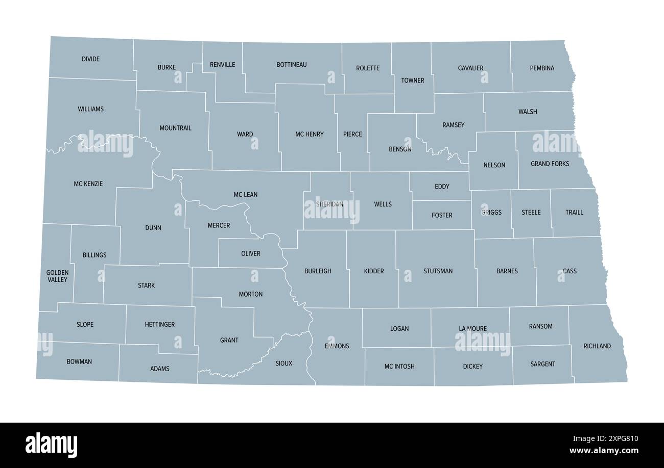 Burleigh county map hi-res stock photography and images - Alamy