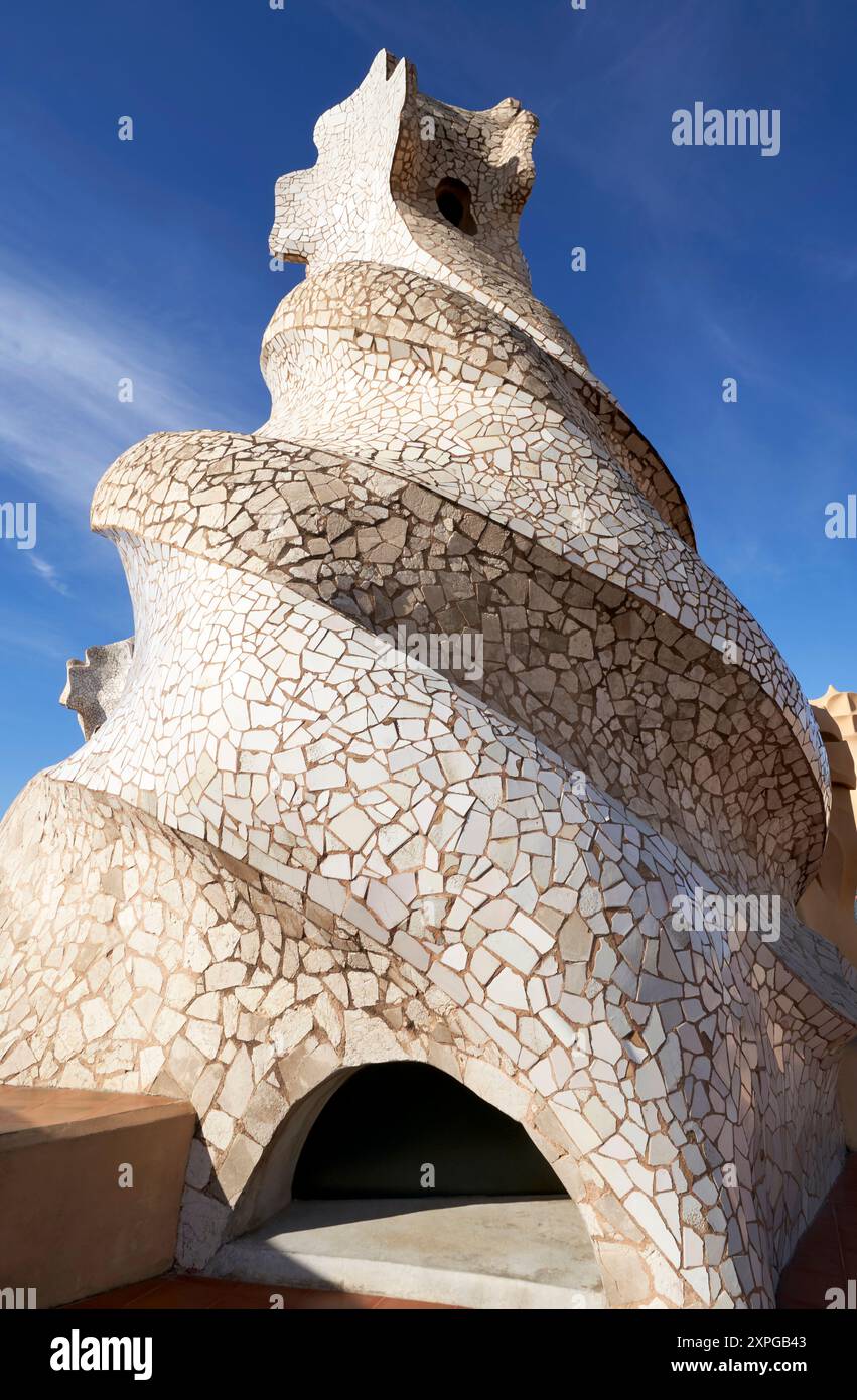 On the roof of Casa Mila ( La Pedrera ), Barcelona, Spain Stock Photo