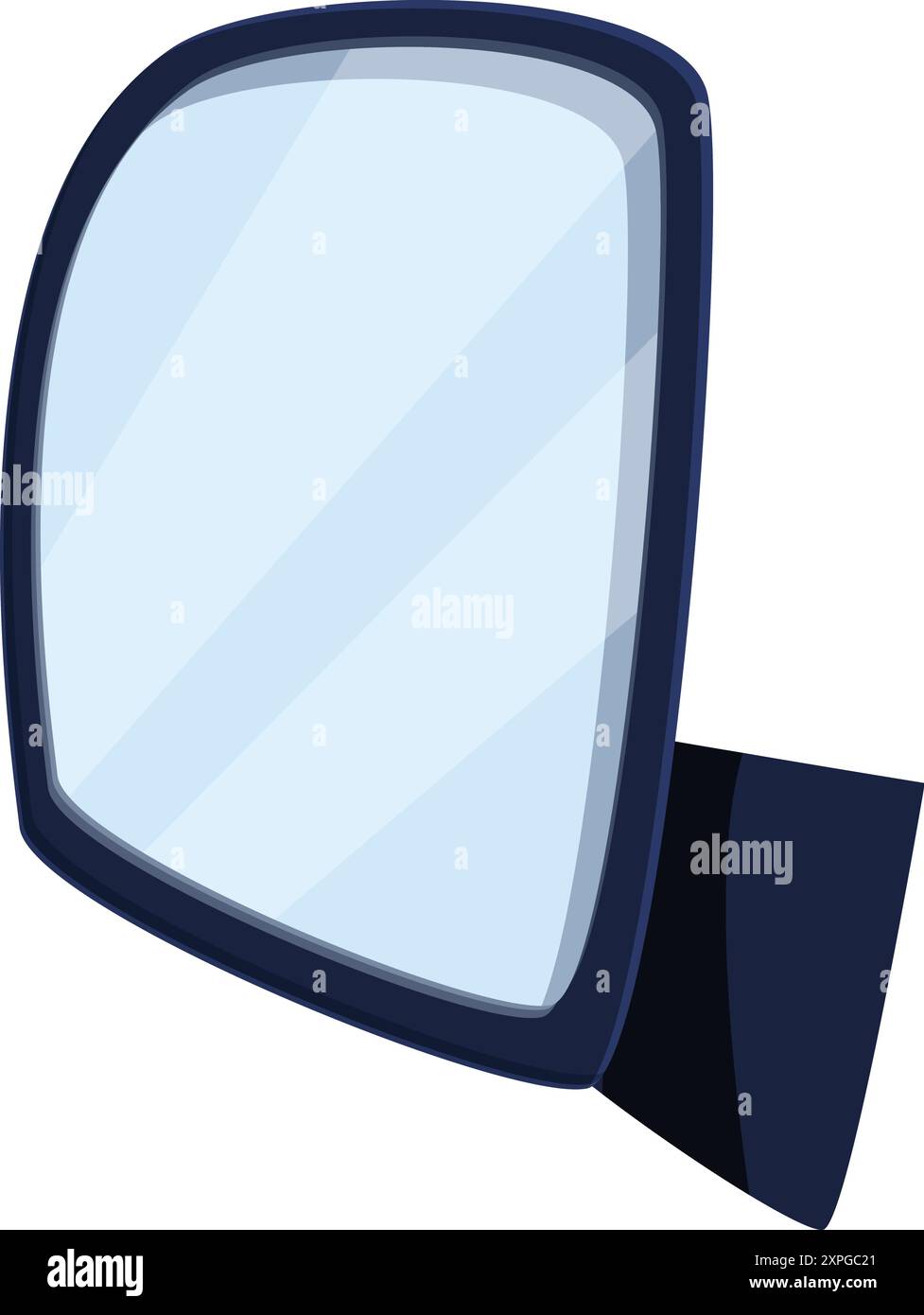 Side rearview mirror reflecting clear sky on white background Stock Vector