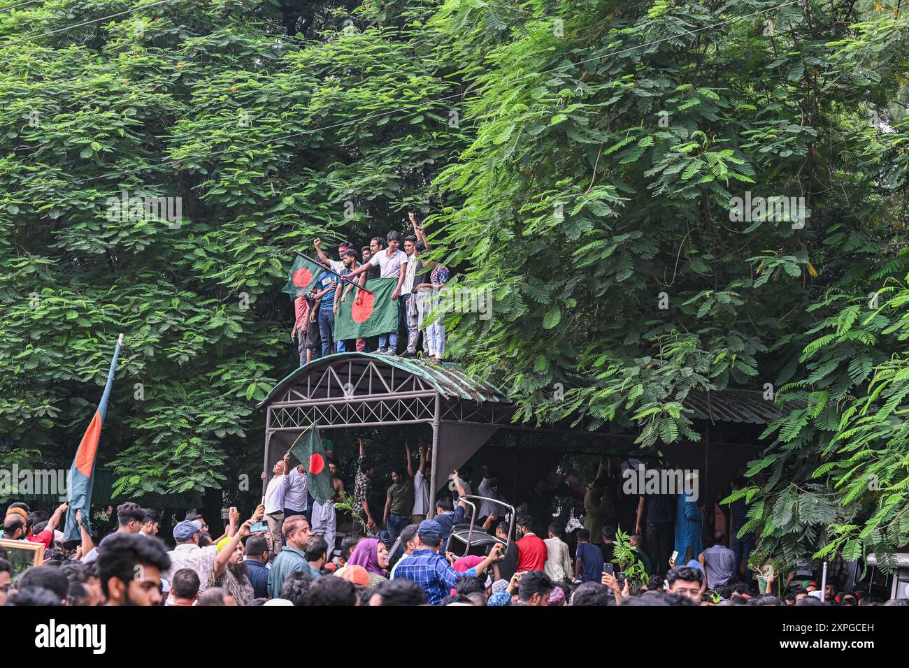 Anti-government protestors are seen celebrating at the country's Prime ...