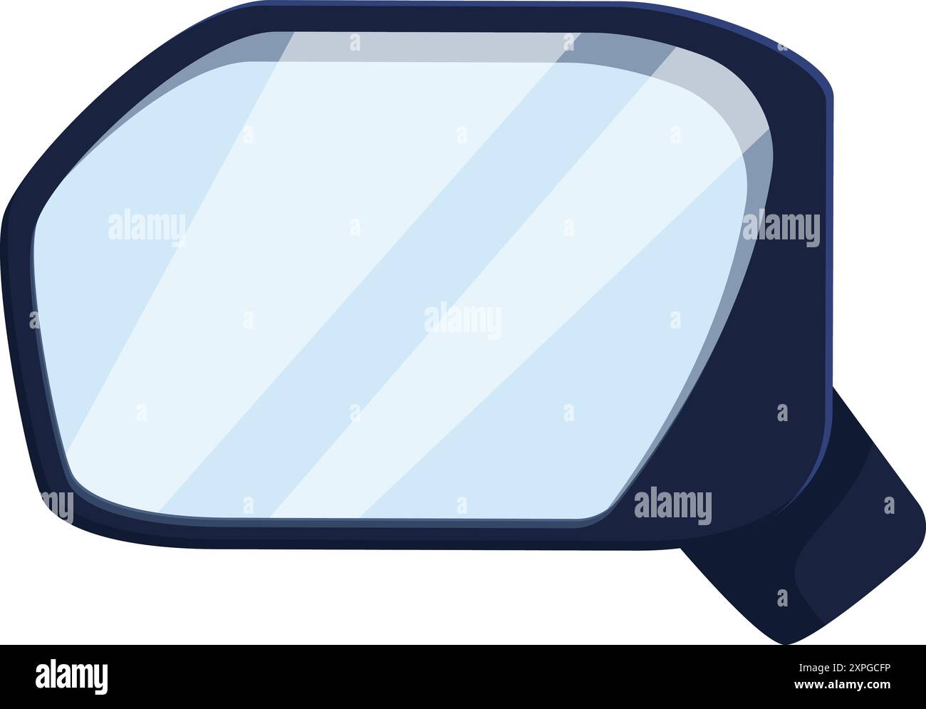 Side rearview mirror reflecting empty road on white background Stock Vector