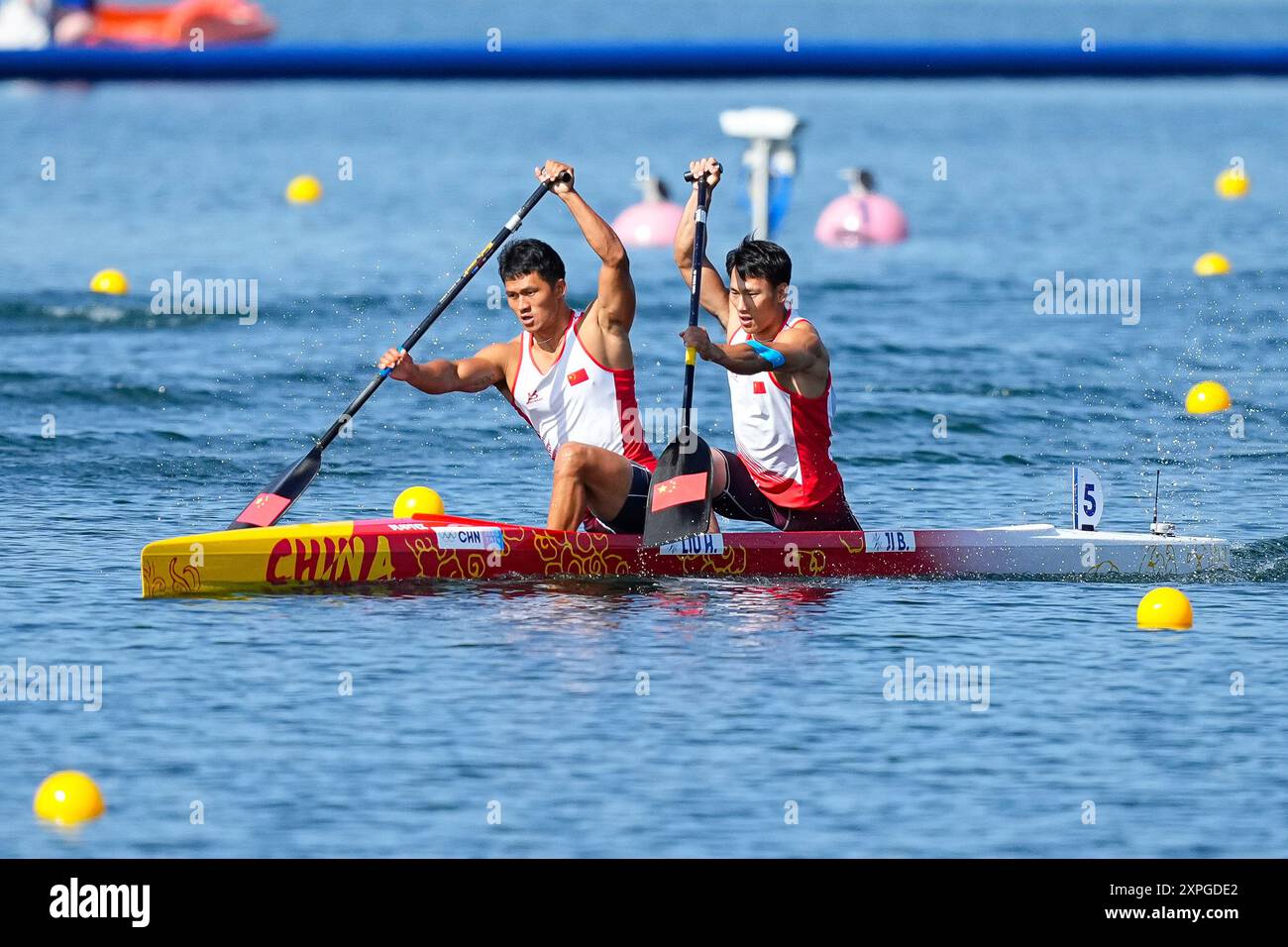 Hao Liu and Bowen Ji of China compete during Men's Canoe Double 500m ...