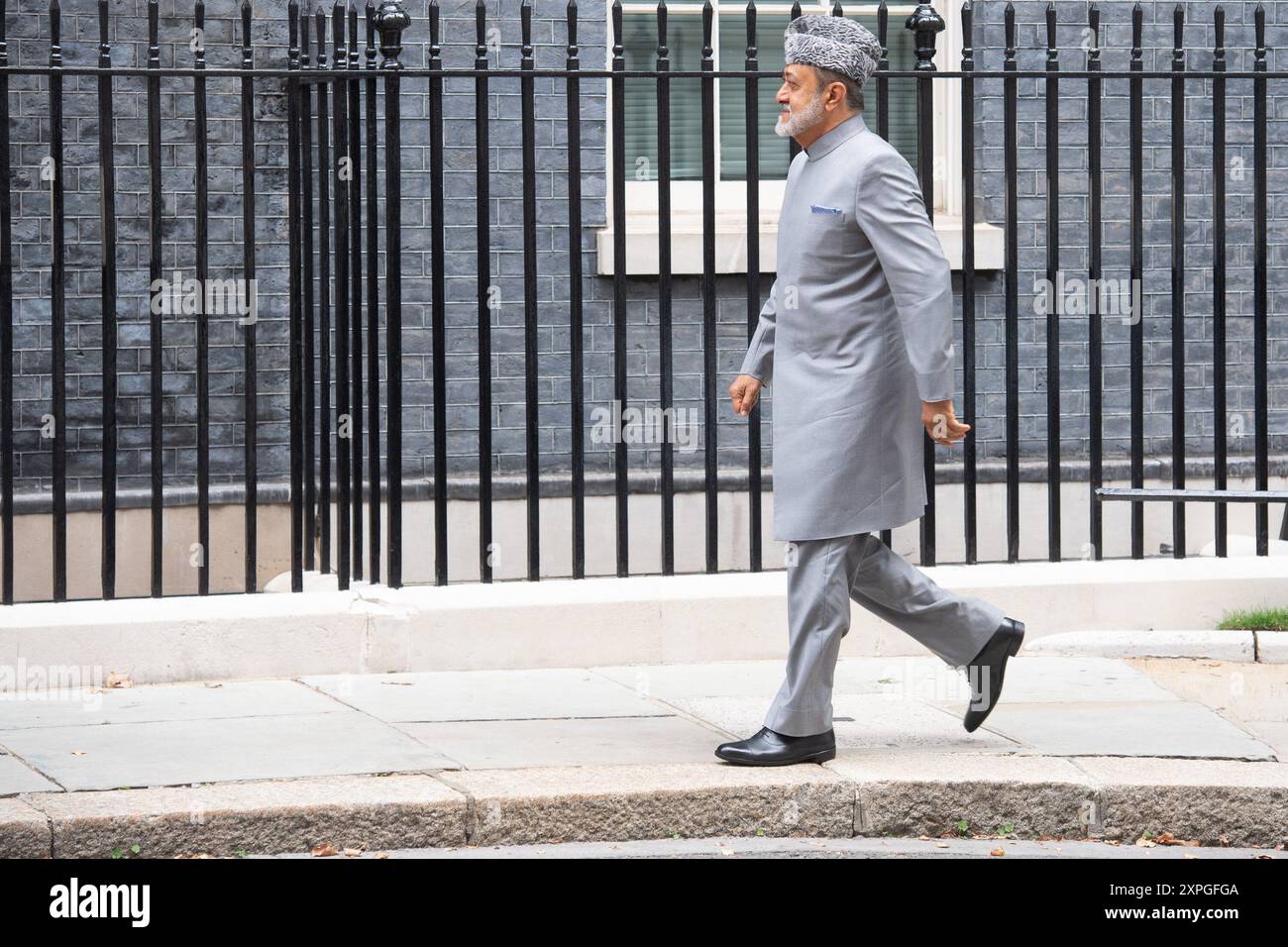 London, UK. 06 Aug 2024. Sultan Of Oman Haitham bin Tariq arrives for a meeting with British Prime Minister Sir Keir Starmer in Downing Street. Credit: Justin Ng/Alamy Live News. Stock Photo