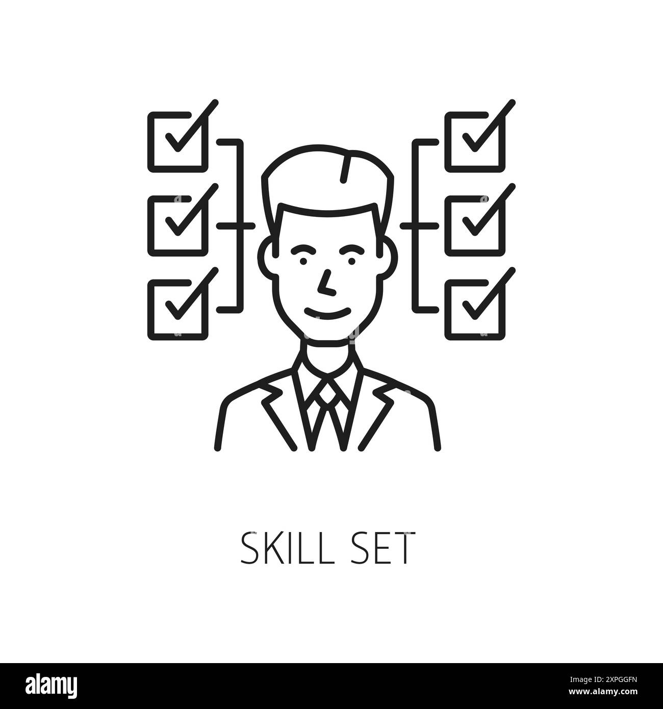 Job search line icon, skills set of vacancy candidate, outline 