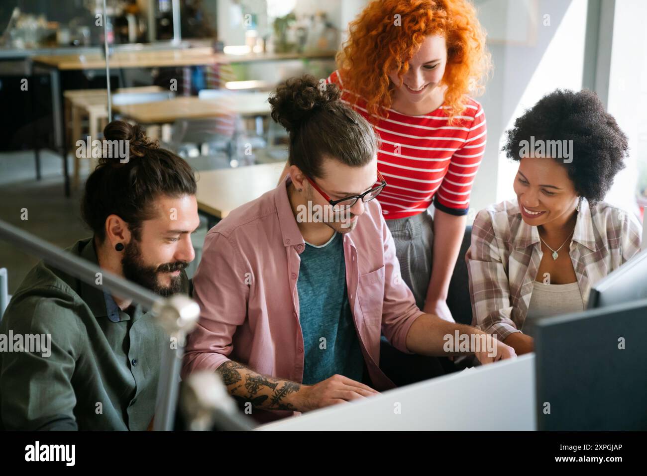 Software engineers working on project and programming in company. Startup business teamwork concept Stock Photo