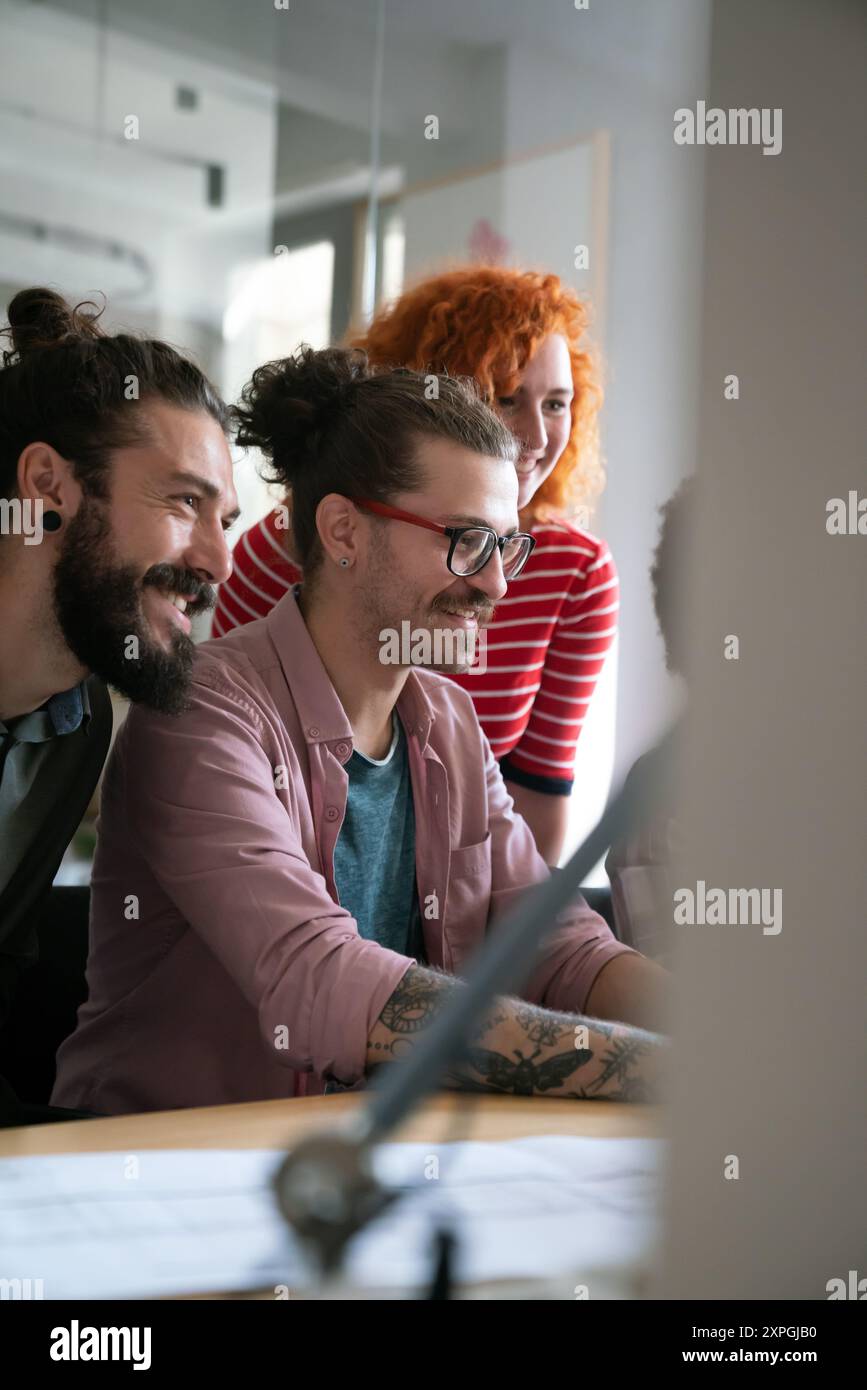 Developing programming and coding technologies. Programmer working in a software develop company Stock Photo
