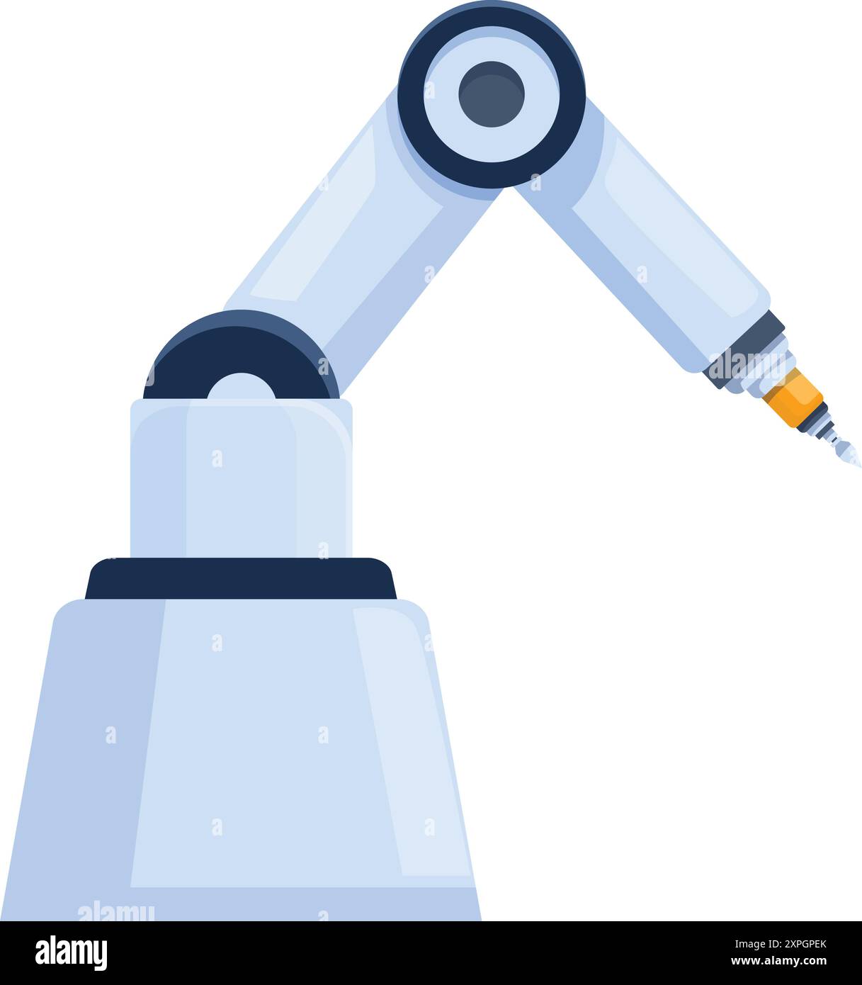 Industrial robot arm is precisely performing a task, highlighting the automation and technology present in modern manufacturing processes Stock Vector